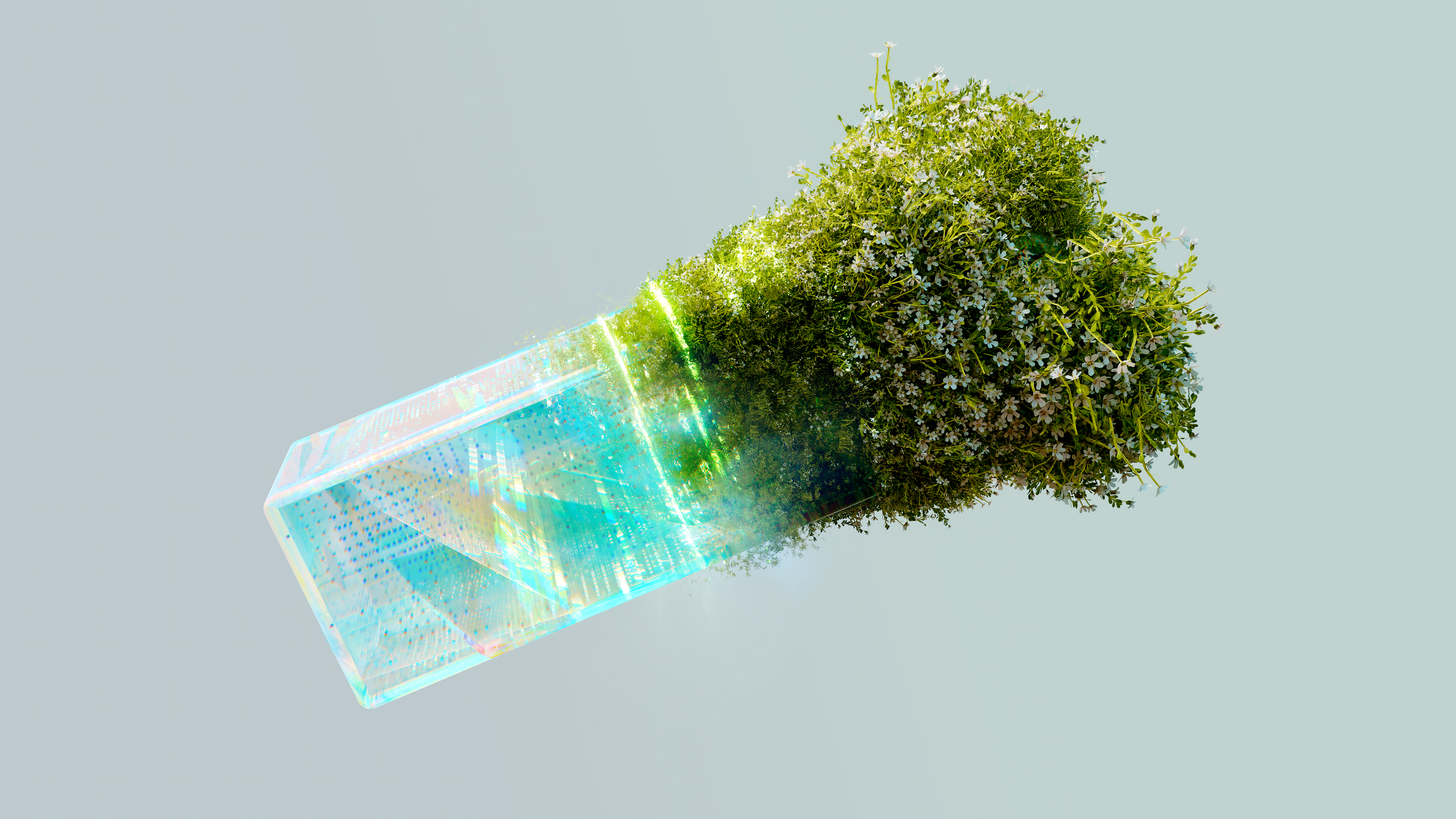 Abstract visualisation of connected data paths representing a funded digital project plan