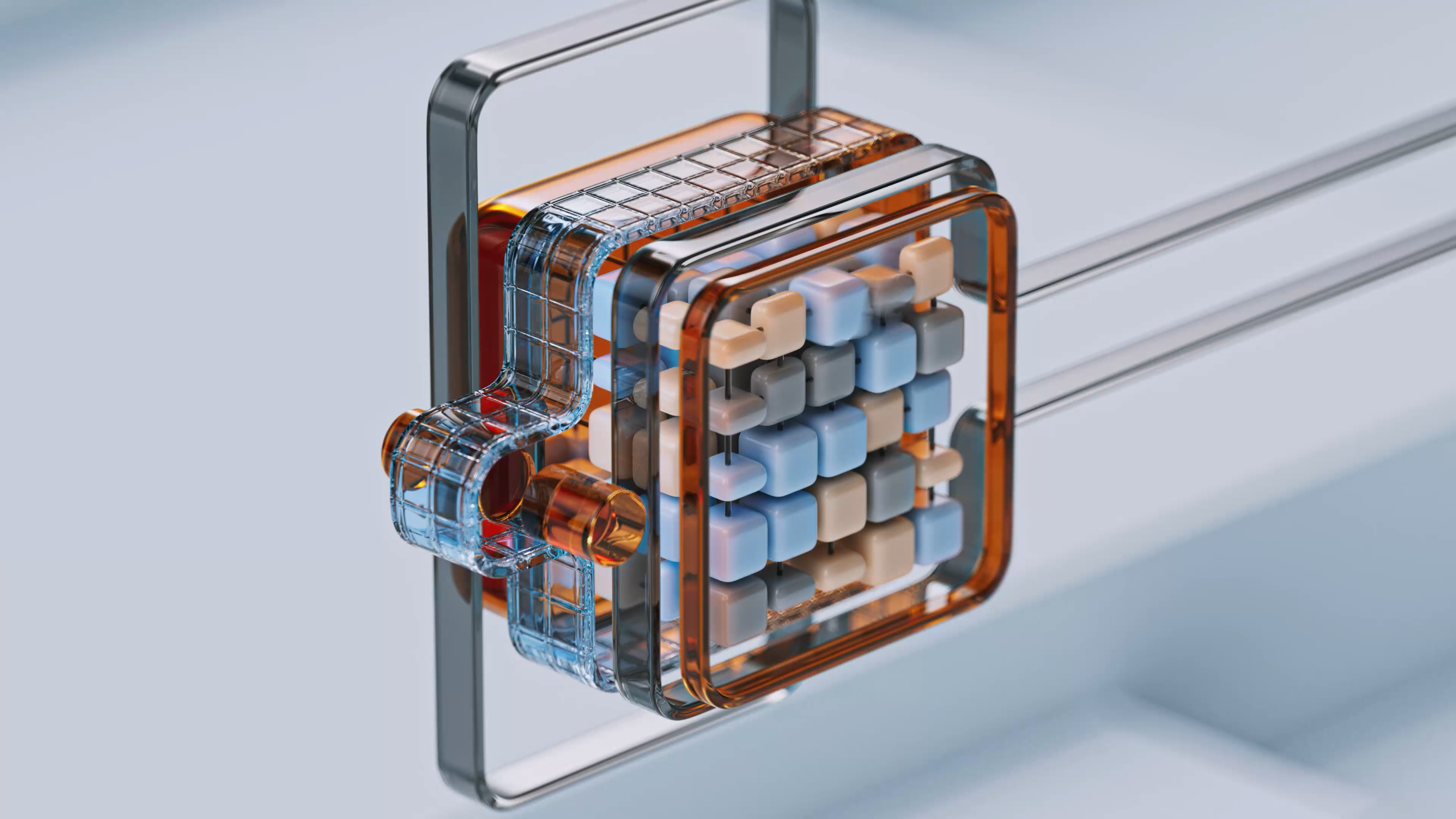 Abstract visual representing AI safety research and protective layers around a network